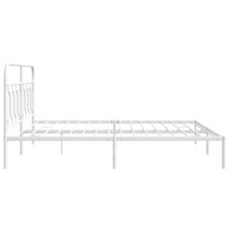 Berkfield Home Metal Bed Frame without Mattress with Headboard White 183x213cm - Size: 183x213 cm - thumbnail 5