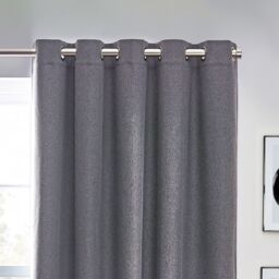 Furn Dawn Blackout Eyelet Curtain Pair in Charcoal - Size: 168 cm width x 229 cm drop - thumbnail 3
