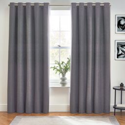 Furn Dawn Blackout Eyelet Curtain Pair in Charcoal - Size: 168 cm width x 229 cm drop - thumbnail 5