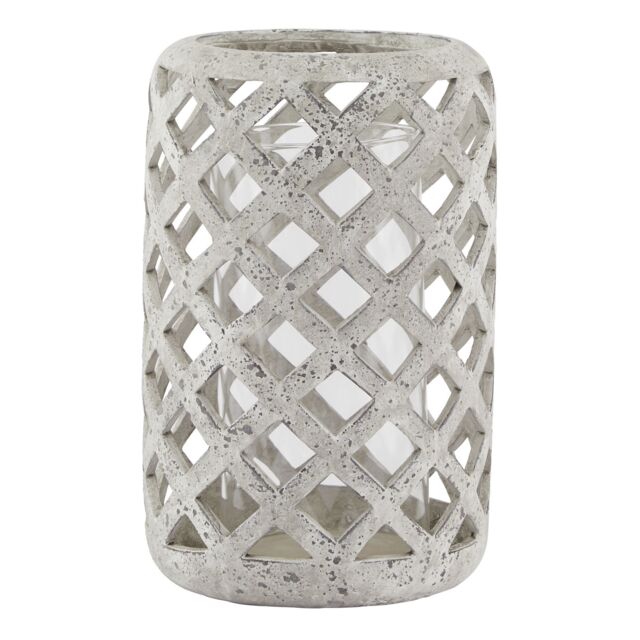 Love Lace Large Grey Stone Effect Hurricane Lantern - image 1