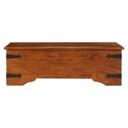 Berkfield Home Coffee Table Solid Acacia Wood Honey Finish 110x55x35 cm in Brown - Size: 110 x 55 x 35 cm - thumbnail 3