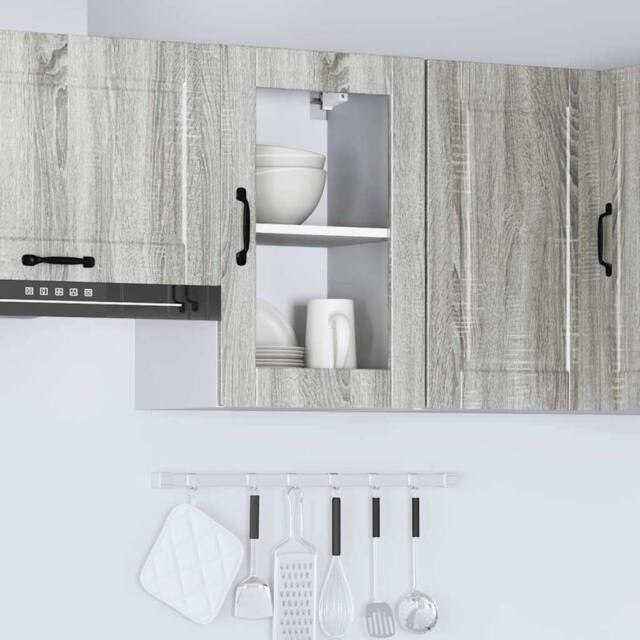 Berkfield Home Kitchen Wall Cabinet with Glass Door¬†Porto Grey Sonoma - image 1