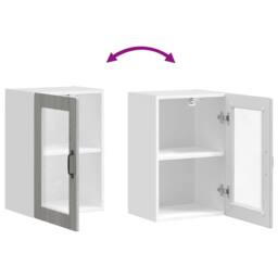 Berkfield Home Kitchen Wall Cabinet with Glass Door¬†Porto Grey Sonoma - thumbnail 9