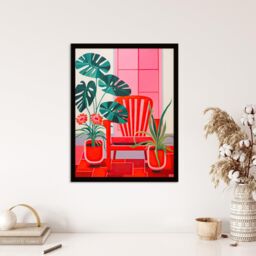 Wee Blue Coo Wall Art Print Hothouse Flowers Bright Red Pink Plants Living Room Framed - Size: A4 - thumbnail 4