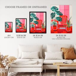 Wee Blue Coo Wall Art Print Hothouse Flowers Bright Red Pink Plants Living Room Framed - Size: A4 - thumbnail 3