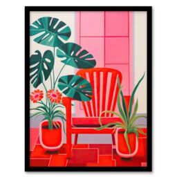 Wee Blue Coo Wall Art Print Hothouse Flowers Bright Red Pink Plants Living Room Framed - Size: A4 - thumbnail 1