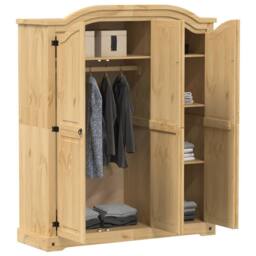 Berkfield Home Wardrobe Corona 151.5x52x186 cm Solid Wood Pine in Brown - thumbnail 3