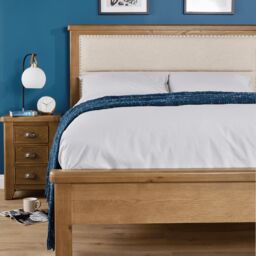 Home Source Solid Wood Double Bed Frame Wooden Slats Bedroom Furniture Smoked Oak in Brown - thumbnail 5
