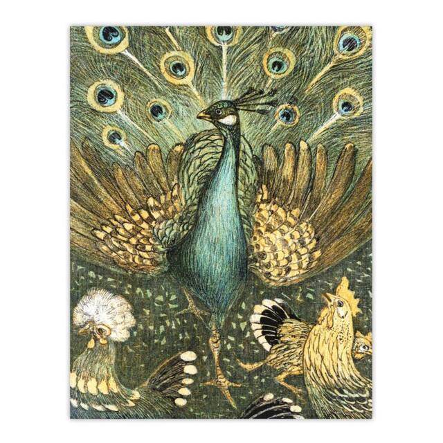 "Artery8 Peacock with Hens Painting Vintage Wall Art Print van Hoytema in Green - Size: W12"" x H16""" - image 1
