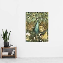 "Artery8 Peacock with Hens Painting Vintage Wall Art Print van Hoytema in Green - Size: W12"" x H16""" - thumbnail 4