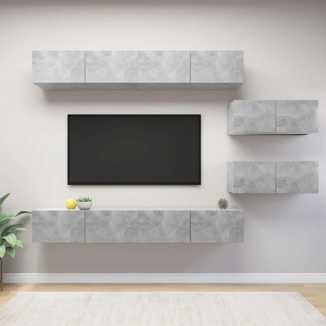 Berkfield Home 6 Piece TV Cabinet Set Concrete Grey Engineered Wood - image 1