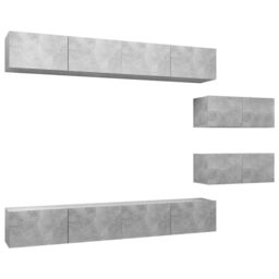 Berkfield Home 6 Piece TV Cabinet Set Concrete Grey Engineered Wood - thumbnail 2