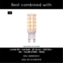 Netlighting Lucide DAVY Wall light Bathroom 1xG9 IP44 Black in Grey - thumbnail 3