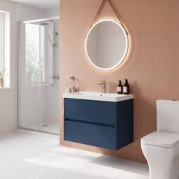 Balterley Chartley Contemporary 2 Drawer Wall Hung Vanity Basin Unit, 800mm in Blue - thumbnail 4