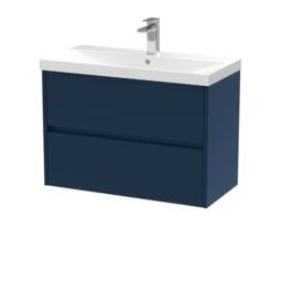 Balterley Chartley Contemporary 2 Drawer Wall Hung Vanity Basin Unit, 800mm in Blue