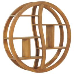 Berkfield Home Yin Yang Wall Shelf 80x17.5x80 cm Solid Teak Wood in Brown