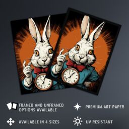 "Artery8 Wall Art Print Alice In Wonderland Time White Rabbit I'm Late Important Date Whimsical Magical Adventure Painting Poster - Size: W24"" x H32""" - thumbnail 2