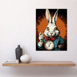 "Artery8 Wall Art Print Alice In Wonderland Time White Rabbit I'm Late Important Date Whimsical Magical Adventure Painting Poster - Size: W24"" x H32""" - thumbnail 4