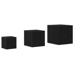 Berkfield Home 3 Piece Stackable Side Table Set Black Oak Engineered Wood - thumbnail 9