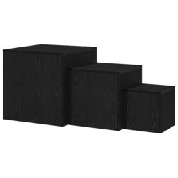 Berkfield Home 3 Piece Stackable Side Table Set Black Oak Engineered Wood - thumbnail 6