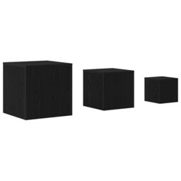 Berkfield Home 3 Piece Stackable Side Table Set Black Oak Engineered Wood - thumbnail 2