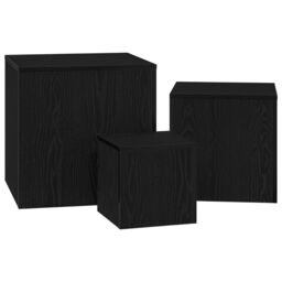 Berkfield Home 3 Piece Stackable Side Table Set Black Oak Engineered Wood - thumbnail 5