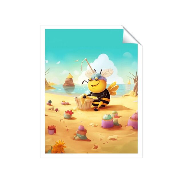 "Warren Reed - Designer Bumblebee On A Beach Holiday Unframed Art Print - Size: W24"" x H36""" - image 1