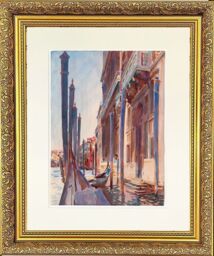 "Frames & Mirrors 4U Gondolas Mounted & Framed Print in Gold Dahlia Frame 14 x 12 Inch - Size: W14"" x H12""" - thumbnail 1