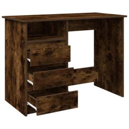 Berkfield Home Desk Smoked Oak 102x50x75 cm Engineered Wood in Brown - Size: 102 x 50 x 75 cm - thumbnail 5