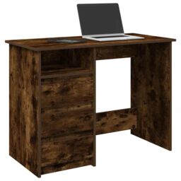 Berkfield Home Desk Smoked Oak 102x50x75 cm Engineered Wood in Brown - Size: 102 x 50 x 75 cm - thumbnail 1