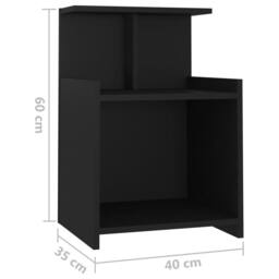 Berkfield Home Bed Cabinets 2 pcs Black 40x35x60 cm Engineered Wood - Size: 40 x 35 x 60 cm - thumbnail 7
