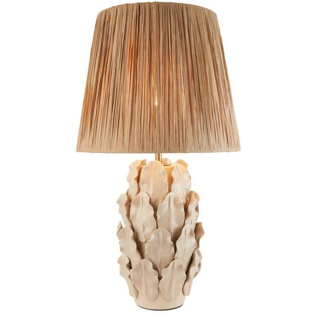 Netlighting Layered Leaf Ivory Table Lamp Raffia Raffia Shade 32cm B22 in Beige - image 1
