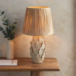 Netlighting Layered Leaf Ivory Table Lamp Raffia Raffia Shade 32cm B22 in Beige - thumbnail 2