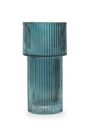 Orsina Small Ribbed Blue Glass Vase for Modern Home Decor, Small & Minimalistic Flower Vase for Living Room - thumbnail 1