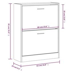 Berkfield Home Shoe Cabinet Grey Sonoma 63x24x81 cm Engineered Wood - Size: 63 x 24 x 81 cm - thumbnail 8