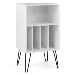 Gymax Turntable Display Shelf Record Player Stand Vinyl Storage Table in White - thumbnail 9