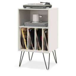 Gymax Turntable Display Shelf Record Player Stand Vinyl Storage Table in White - thumbnail 1
