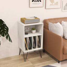 Gymax Turntable Display Shelf Record Player Stand Vinyl Storage Table in White - thumbnail 3