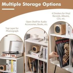 Gymax Turntable Display Shelf Record Player Stand Vinyl Storage Table in White - thumbnail 6