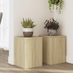 Berkfield Home Plant Stands 2 pcs Sonoma Oak 25x25x35 cm Engineered Wood in Brown - Size: 25 x 25 x 35 cm - thumbnail 1