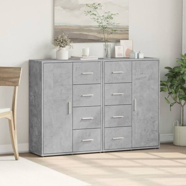 Berkfield Home Sideboards 2 pcs Concrete Grey 60x31x84 cm Engineered Wood - Size: 60 x 31 x 84 cm - image 1