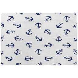 Benjamin Tate Design Navy Anchors On White Rug in Natural - Size: Large - thumbnail 1