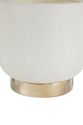Orsina White Small Planter with Gold Finish Base, Sleek Cylindrical Ceramic Design with Gold-Plated Pedestal - thumbnail 2