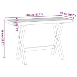 Berkfield Home Desk NOAIN X-Shaped Legs 120x50x75 cm Solid Wood Pine in Brown - Size: 120 x 50 x 75 cm - thumbnail 9