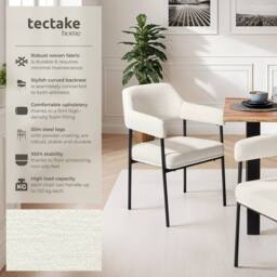tectake Armchair Doe Set Of 6 - Woven Fabric Off-White/Black in Off-White - Size: 6 Pack - thumbnail 2