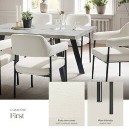 tectake Armchair Doe Set Of 6 - Woven Fabric Off-White/Black in Off-White - Size: 6 Pack - thumbnail 4