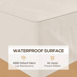 OUTSUNNY Garden Furniture Covers Waterproof, 600D Oxford Fabric with Vents in Beige - thumbnail 5