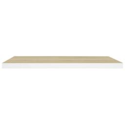 Berkfield Home Durable Floating Wall Shelf Oak & White 80x23.5x3.8 cm MDF in Natural - thumbnail 4