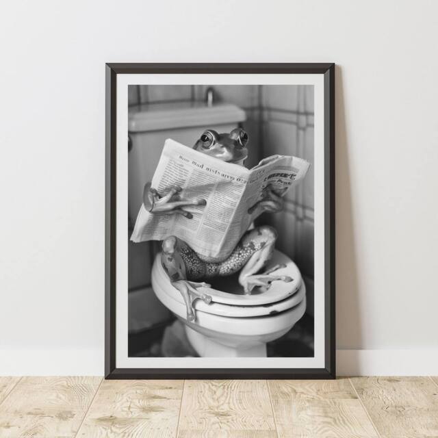 60 SECOND MAKEOVER Frog On The Toilet Animal Print - Size: A4 - image 1