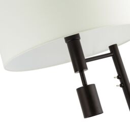 Happy Homewares Modern Black Floor Light with LED Adjustable Spot Lamp & White Cotton Shade - thumbnail 5